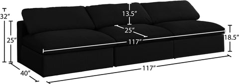 Damian Black Linen Textured Fabric Deluxe Comfort Modular Armless Sofa S117