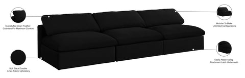 Damian Black Linen Textured Fabric Deluxe Comfort Modular Armless Sofa S117