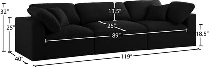 Damian Black Linen Textured Fabric Deluxe Comfort Modular Sofa S119