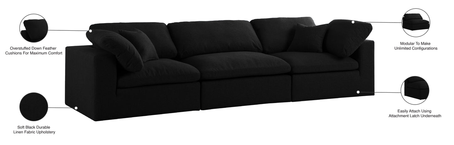 damian black linen textured fabric deluxe comfort modular sofa s119