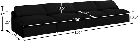 Damian Black Linen Textured Fabric Deluxe Comfort Modular Armless Sofa S156