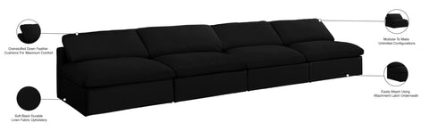 Damian Black Linen Textured Fabric Deluxe Comfort Modular Armless Sofa S156