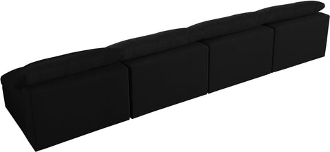 Damian Black Linen Textured Fabric Deluxe Comfort Modular Armless Sofa S156