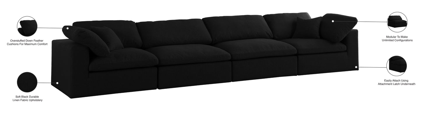 damian black linen textured fabric deluxe comfort modular sofa s158