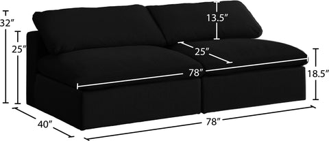 Damian Black Linen Textured Fabric Deluxe Comfort Modular Armless Sofa S78