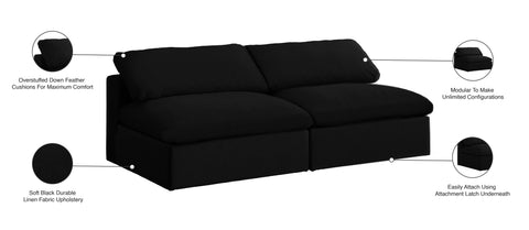 Damian Black Linen Textured Fabric Deluxe Comfort Modular Armless Sofa S78