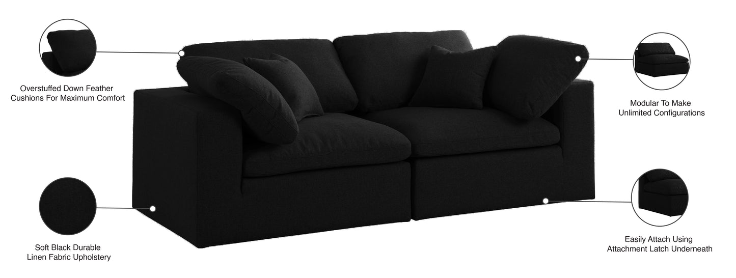 damian black linen textured fabric deluxe comfort modular sofa s80