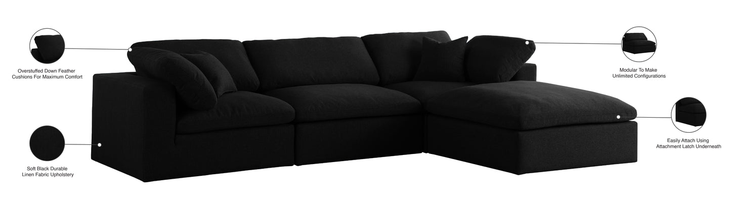 damian black linen textured fabric deluxe comfort modular sectional sec4a