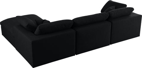Damian Black Linen Textured Fabric Deluxe Comfort Modular Sectional Sec4A
