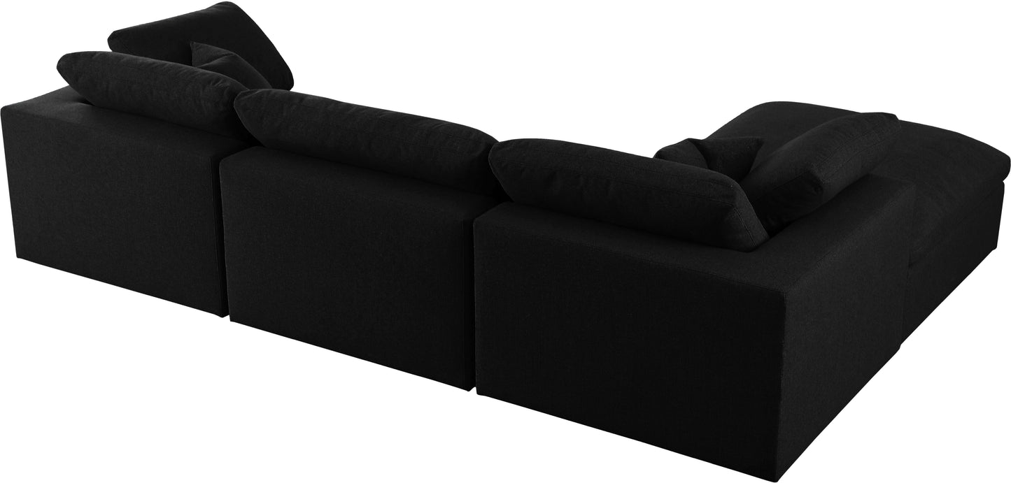 damian black linen textured fabric deluxe comfort modular sectional sec4a