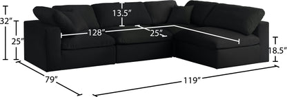 Damian Black Linen Textured Fabric Deluxe Comfort Modular Sectional Sec4B