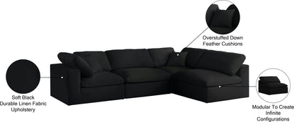 Damian Black Linen Textured Fabric Deluxe Comfort Modular Sectional Sec4B