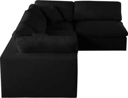 Damian Black Linen Textured Fabric Deluxe Comfort Modular Sectional Sec4B