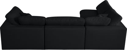 Damian Black Linen Textured Fabric Deluxe Comfort Modular Sectional Sec4B