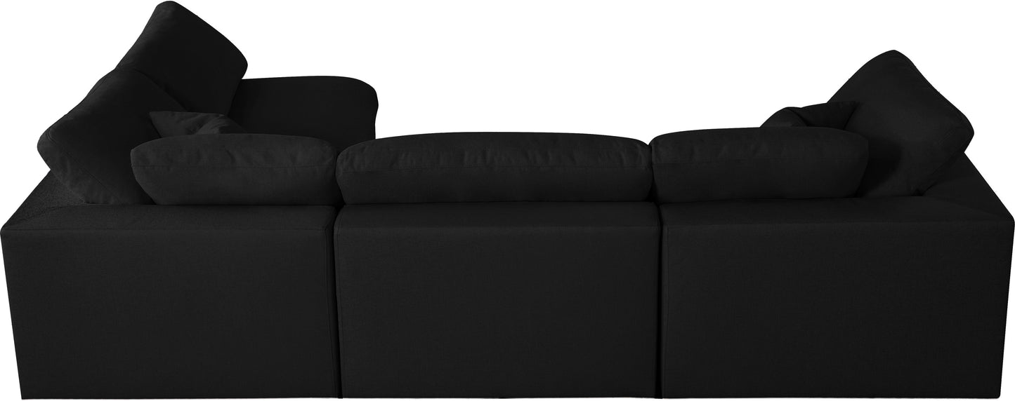 damian black linen textured fabric deluxe comfort modular sectional sec4b