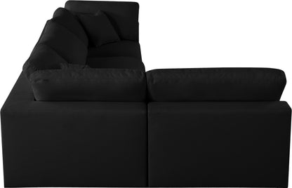 Damian Black Linen Textured Fabric Deluxe Comfort Modular Sectional Sec4B