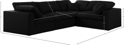 Damian Black Linen Textured Fabric Modular Sectional Sec4C