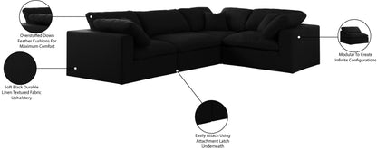 Damian Black Linen Textured Fabric Modular Sectional Sec4C