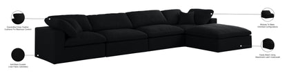 Damian Black Linen Textured Fabric Deluxe Comfort Modular Sectional Sec5A