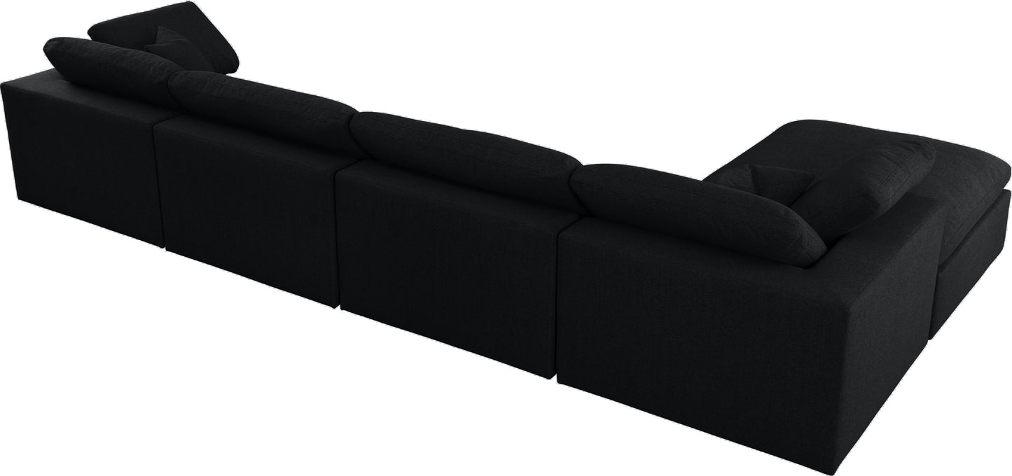 damian black linen textured fabric deluxe comfort modular sectional sec5a