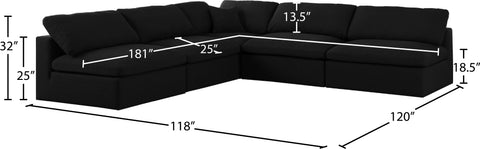 Damian Black Linen Textured Fabric Deluxe Comfort Modular Sectional Sec5B
