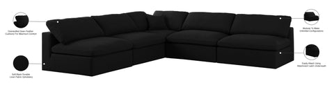 Damian Black Linen Textured Fabric Deluxe Comfort Modular Sectional Sec5B