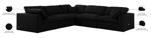 Damian Black Linen Textured Fabric Deluxe Comfort Modular Sectional Sec5C