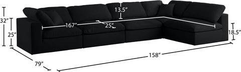 Damian Black Linen Textured Fabric Deluxe Comfort Modular Sectional Sec5D