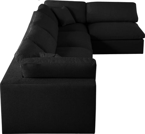 Damian Black Linen Textured Fabric Deluxe Comfort Modular Sectional Sec5D