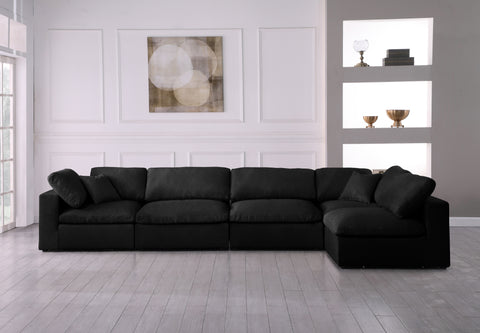 Damian Black Linen Textured Fabric Deluxe Comfort Modular Sectional Sec5D