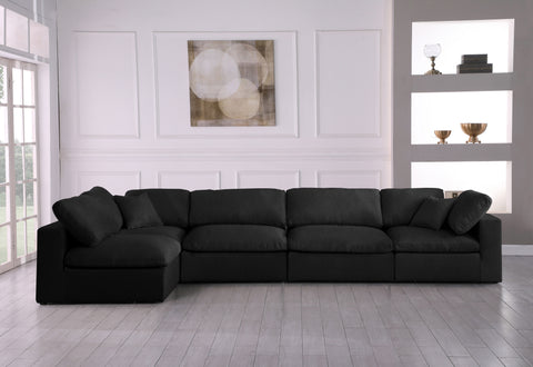 Damian Black Linen Textured Fabric Deluxe Comfort Modular Sectional Sec5D