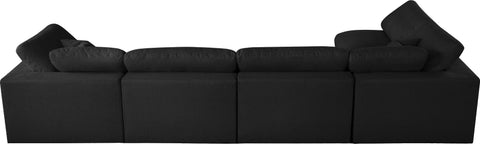 Damian Black Linen Textured Fabric Deluxe Comfort Modular Sectional Sec5D
