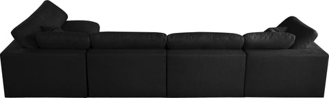 Damian Black Linen Textured Fabric Deluxe Comfort Modular Sectional Sec5D