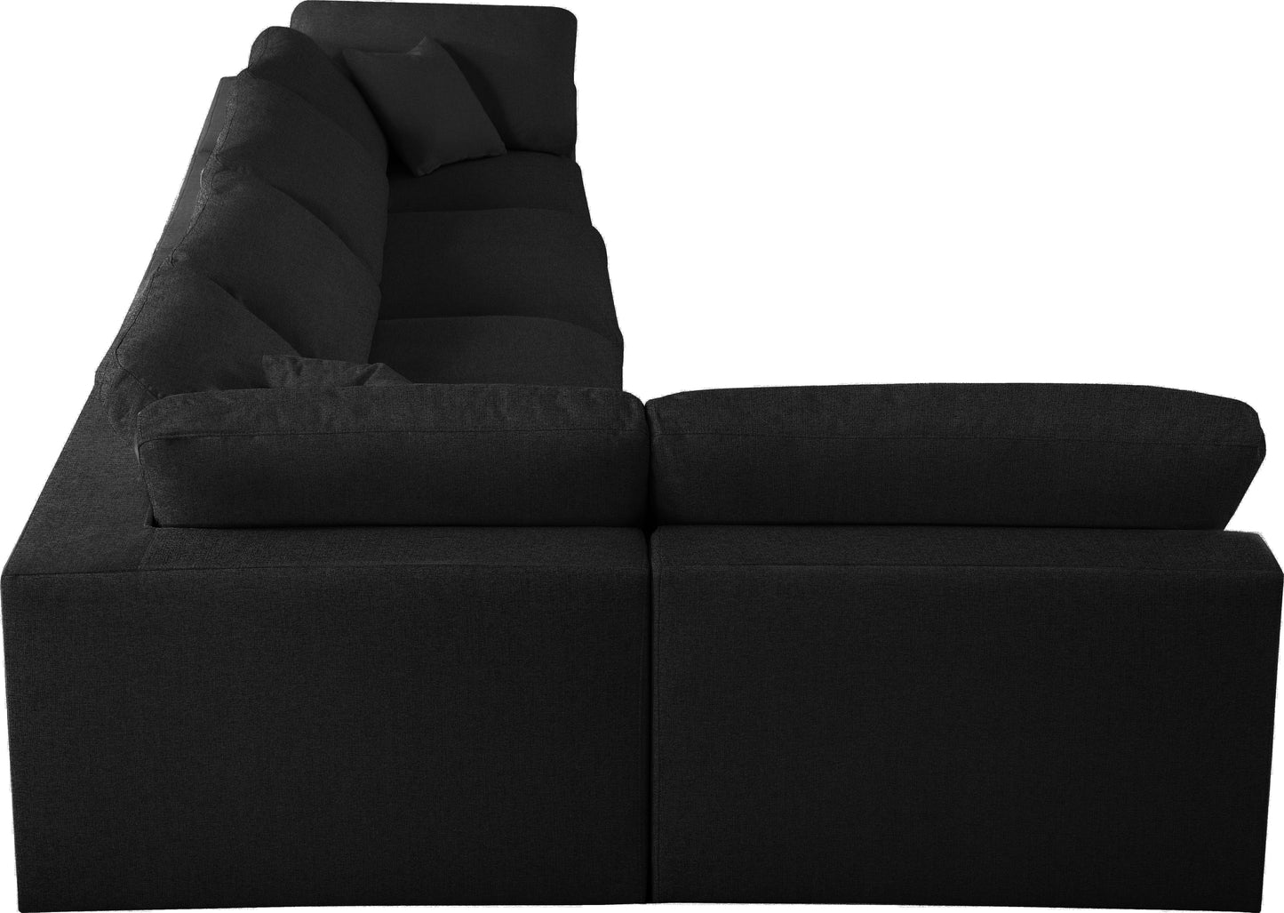 damian black linen textured fabric deluxe comfort modular sectional sec5d
