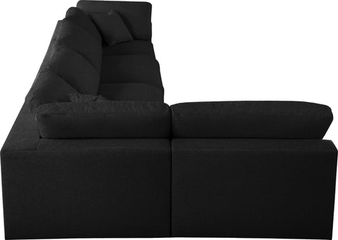 Damian Black Linen Textured Fabric Deluxe Comfort Modular Sectional Sec5D