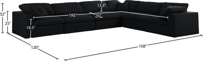 Damian Black Linen Textured Fabric Deluxe Comfort Modular Sectional Sec6A