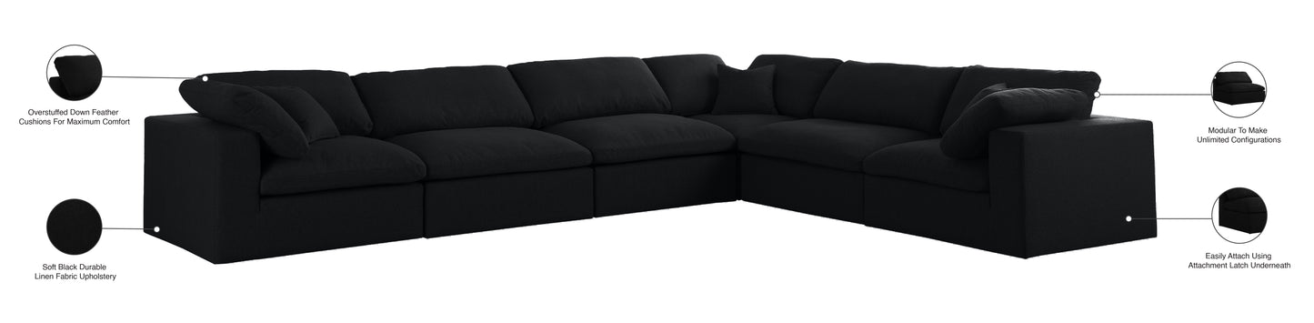 damian black linen textured fabric deluxe comfort modular sectional sec6a