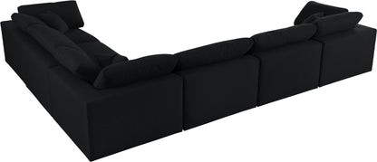 Damian Black Linen Textured Fabric Deluxe Comfort Modular Sectional Sec6A