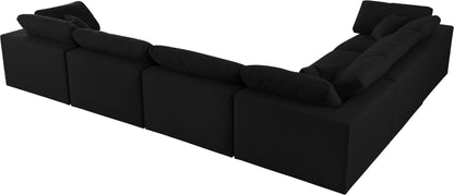 Damian Black Linen Textured Fabric Deluxe Comfort Modular Sectional Sec6A