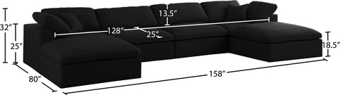 Damian Black Linen Textured Fabric Deluxe Comfort Modular Sectional Sec6B