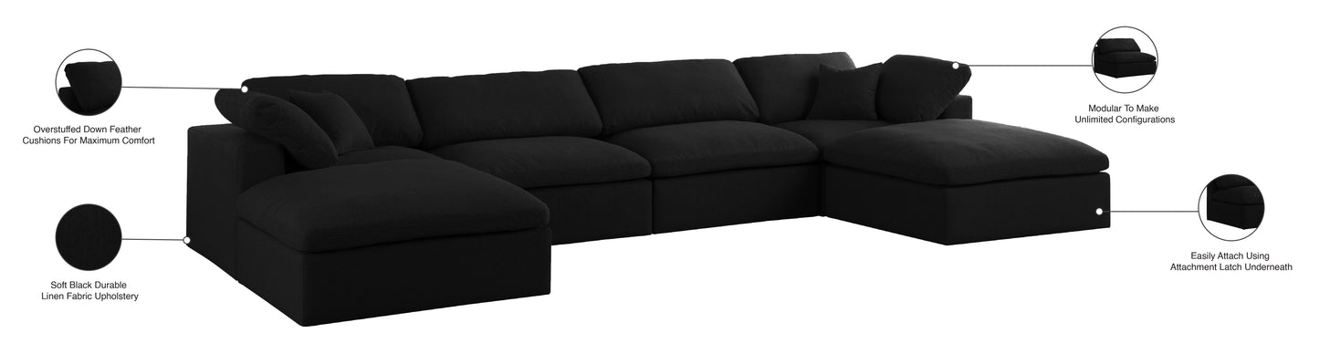 damian black linen textured fabric deluxe comfort modular sectional sec6b