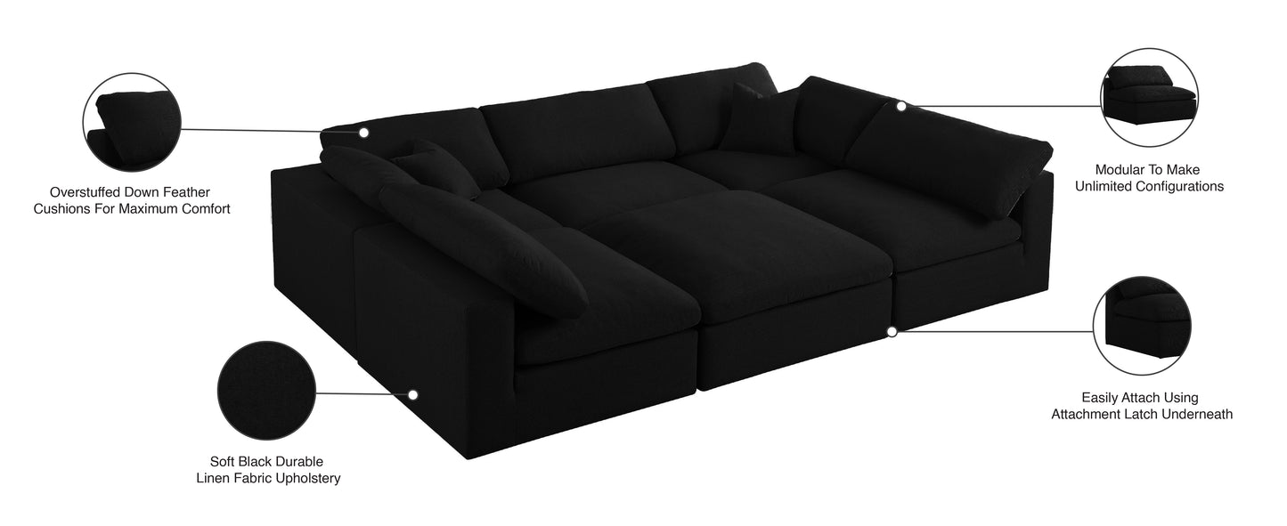 damian black linen textured fabric deluxe comfort modular sectional sec6c