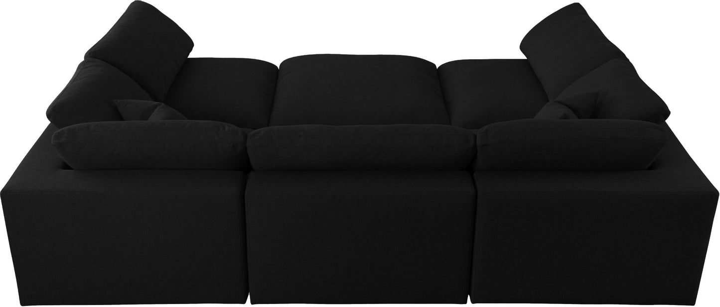 damian black linen textured fabric deluxe comfort modular sectional sec6c