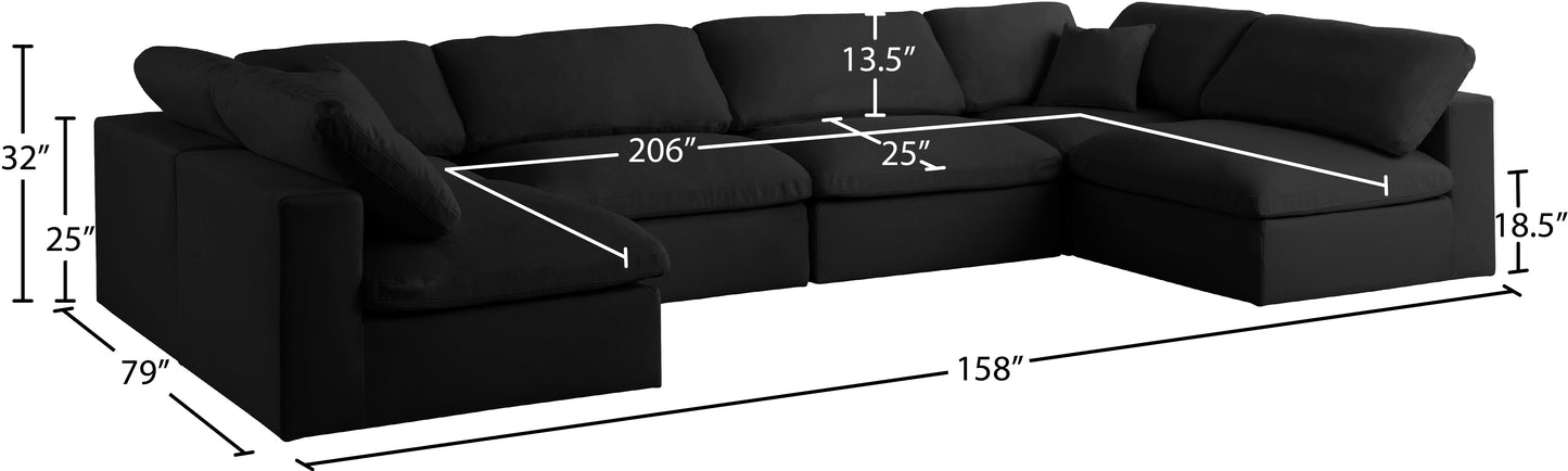 damian black linen textured fabric deluxe comfort modular sectional sec6d