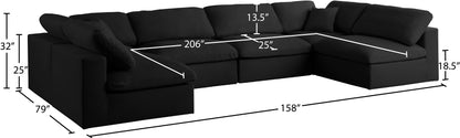 Damian Black Linen Textured Fabric Deluxe Comfort Modular Sectional Sec6D