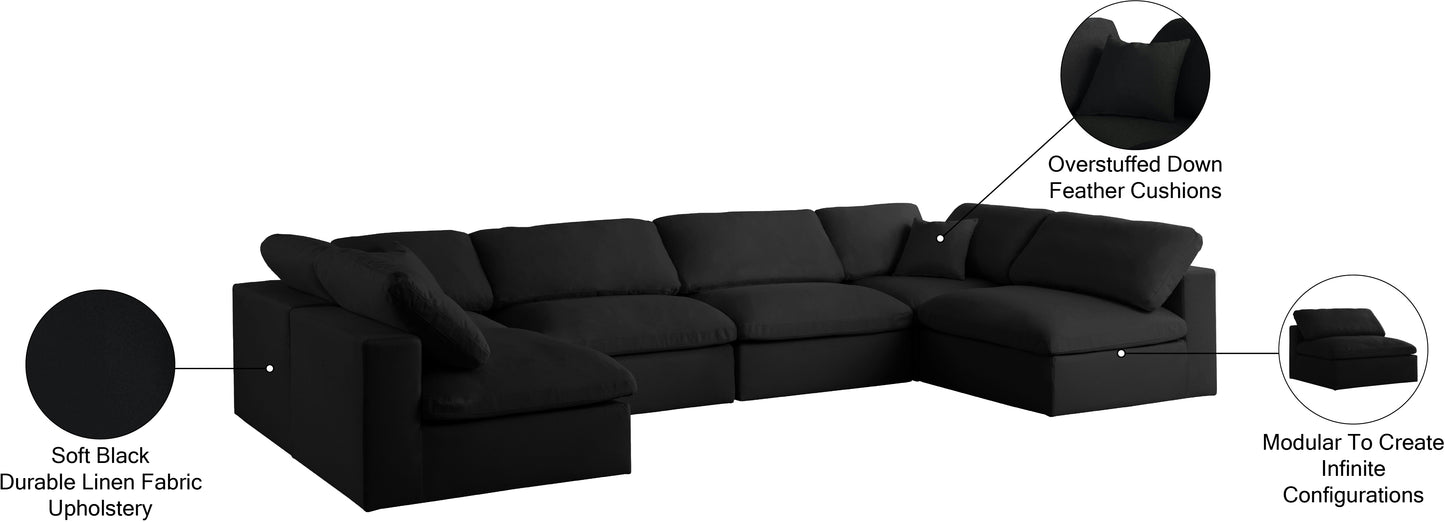 damian black linen textured fabric deluxe comfort modular sectional sec6d