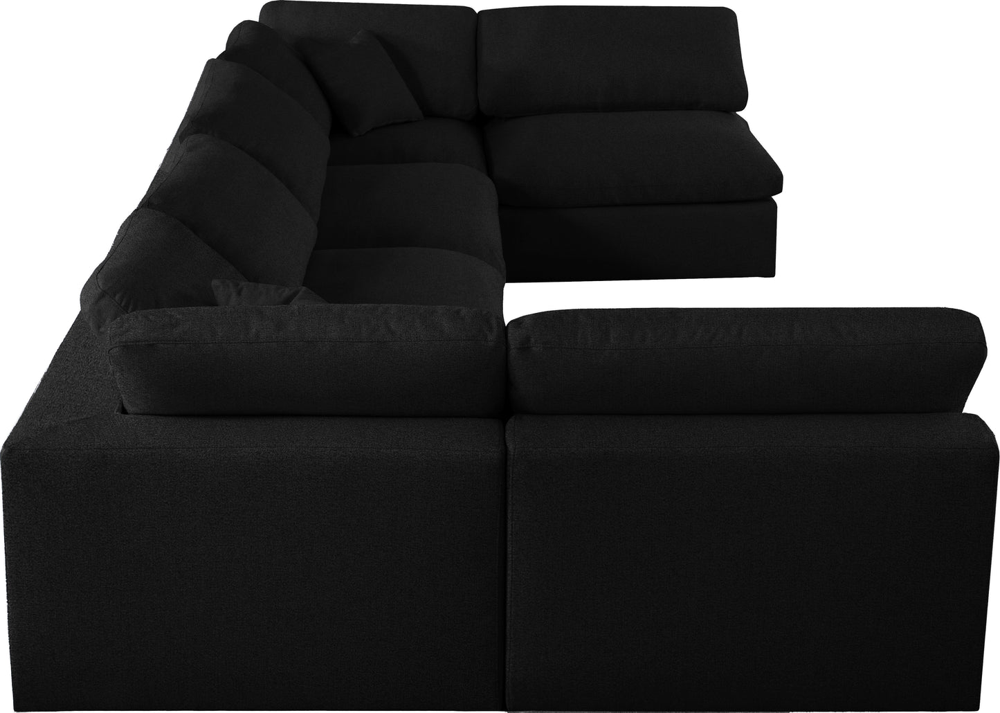 damian black linen textured fabric deluxe comfort modular sectional sec6d