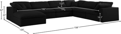 Damian Black Linen Textured Fabric Deluxe Comfort Modular Sectional Sec7A