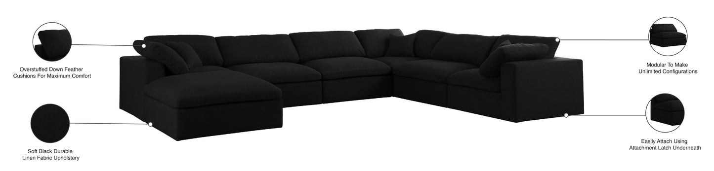 damian black linen textured fabric deluxe comfort modular sectional sec7a