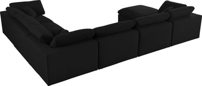 Damian Black Linen Textured Fabric Deluxe Comfort Modular Sectional Sec7A